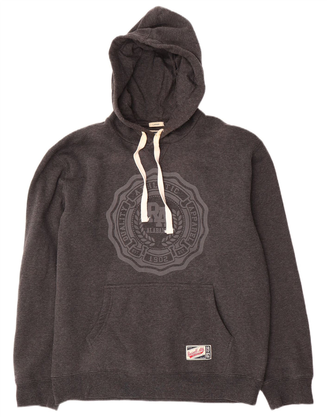 RUSSELL ATHLETIC Maglione con cappuccio grafico da uomo grande in cotone grigio