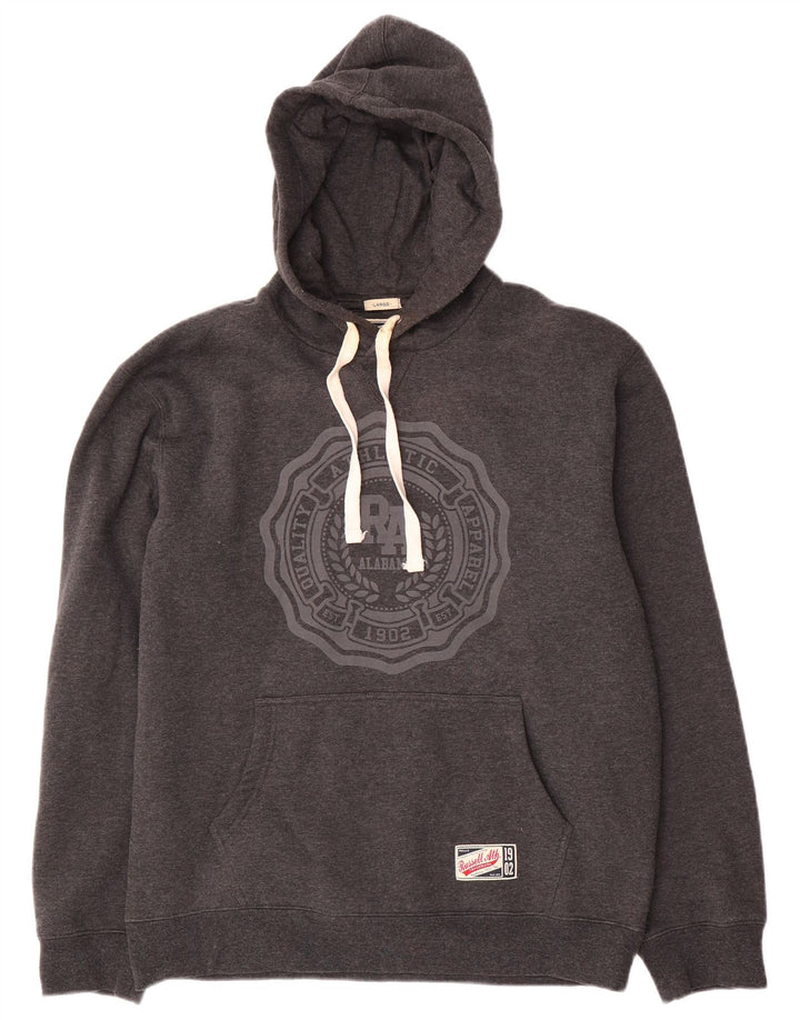 RUSSELL ATHLETIC Maglione con cappuccio grafico da uomo grande in cotone grigio