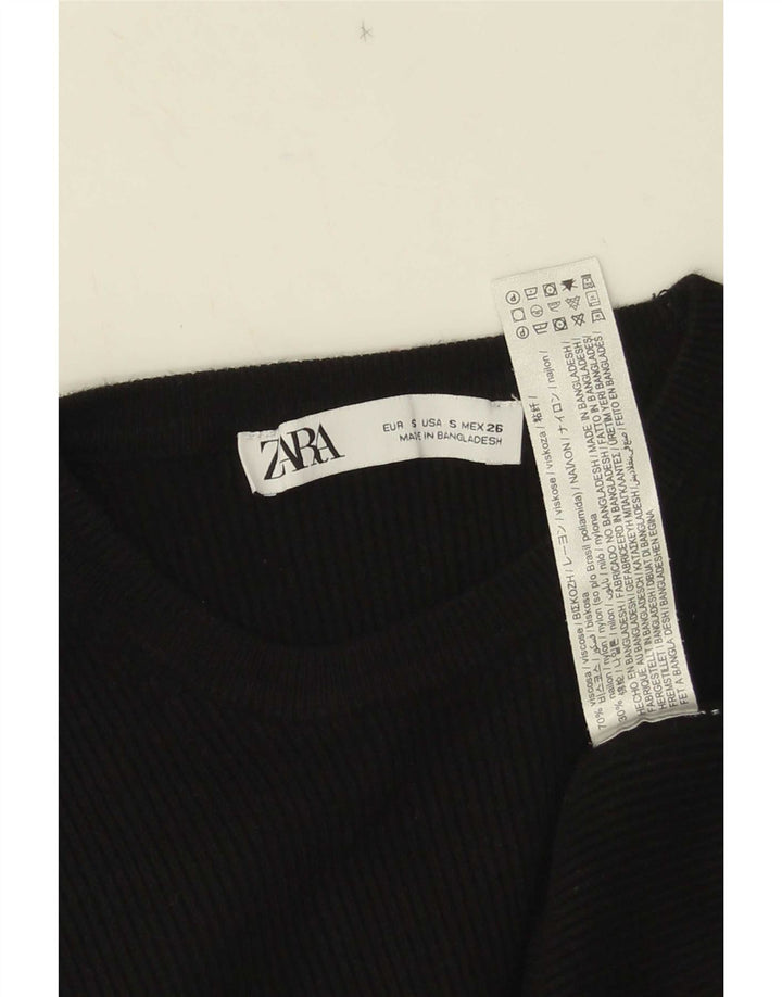Top corto da donna Zara con maniche a 3/4 UK 8 Small in viscosa nera