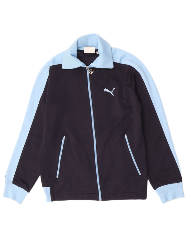 Giacca da tuta da uomo Puma Medium in poliestere color block blu navy