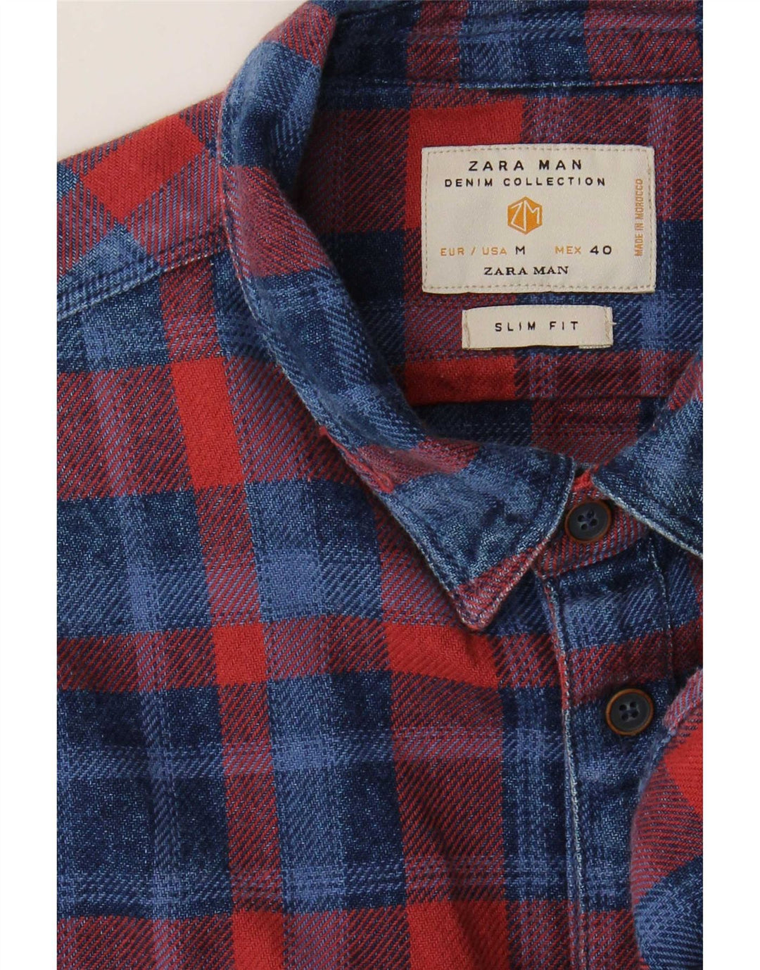 Camicia Zara da uomo slim fit in flanella a quadri rossi medi