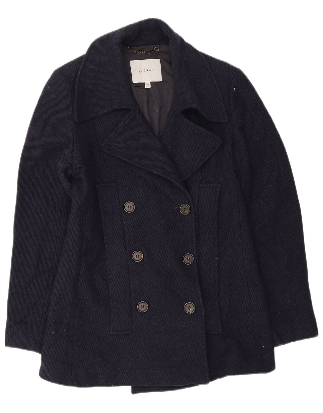 Cappotto da marinaio da donna Jigsaw UK 10 piccolo in lana blu navy