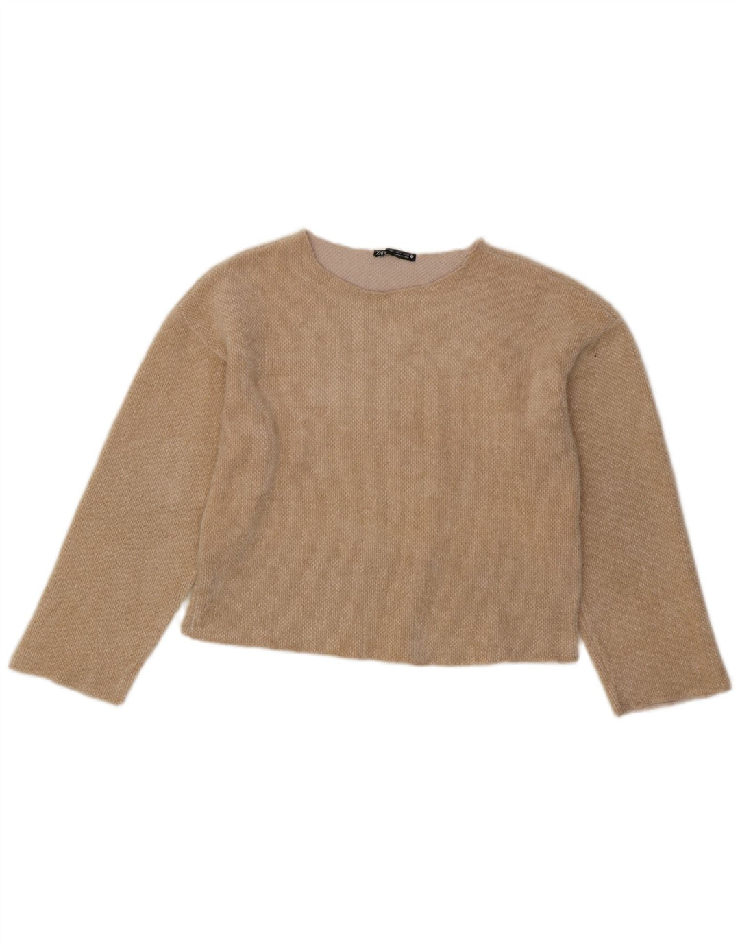 Top corto da donna Zara a maniche lunghe UK 10 piccolo poliestere beige