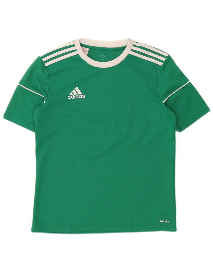 ADIDAS Boys Climalite T-Shirt Top 13-14 Years Large Green Polyester