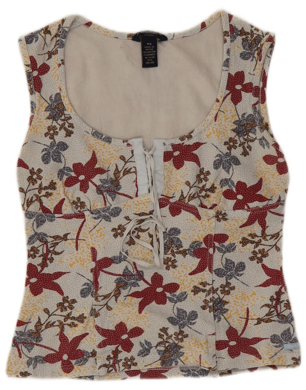 Camicetta da donna American Eagle Top UK 4 XS cotone floreale bianco
