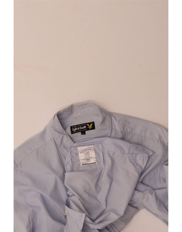LYLE & SCOTT Mens Shirt Large Blue Pinstripe Cotton