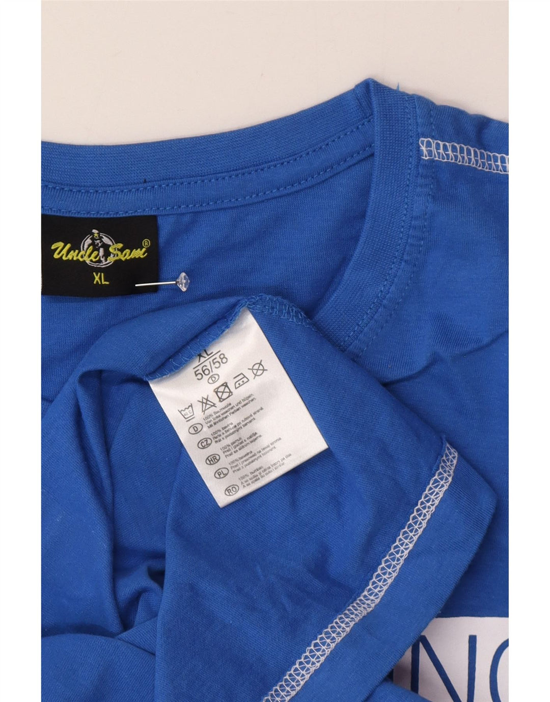 T-shirt grafica da uomo Zio Sam Top XL in cotone blu