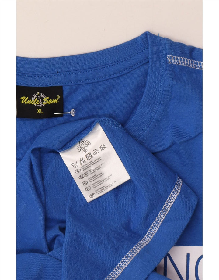 T-shirt grafica da uomo Zio Sam Top XL in cotone blu