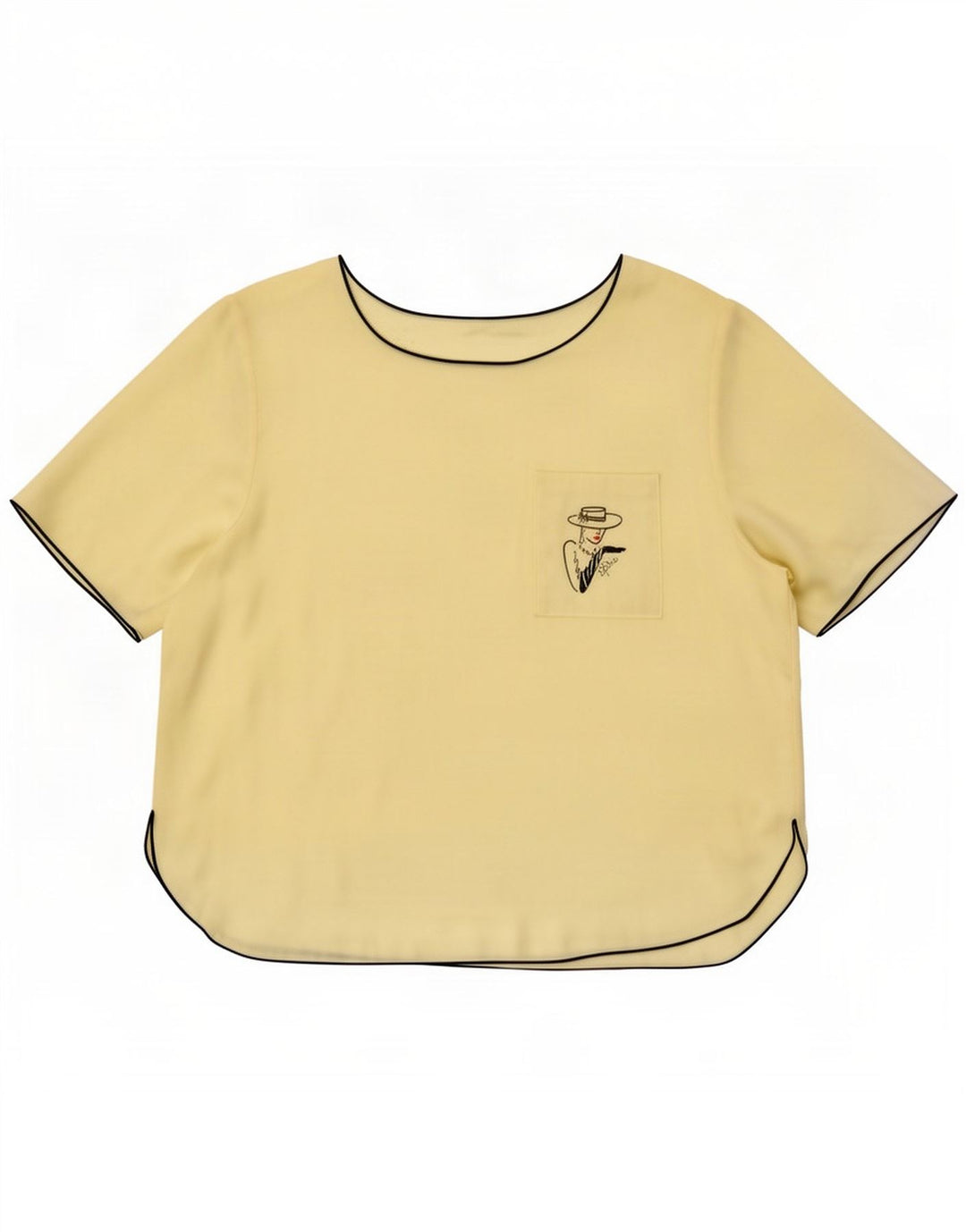 Top camicetta grafica da donna vintage UK 16 grande giallo