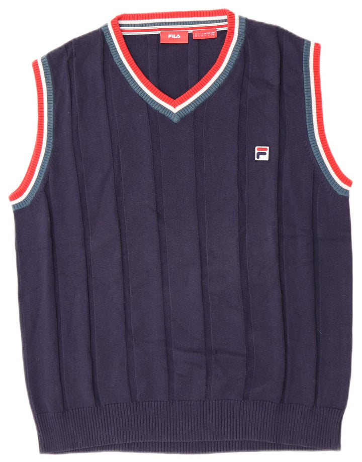 Canottiera da uomo Fila Canotta grande in cotone color block blu navy