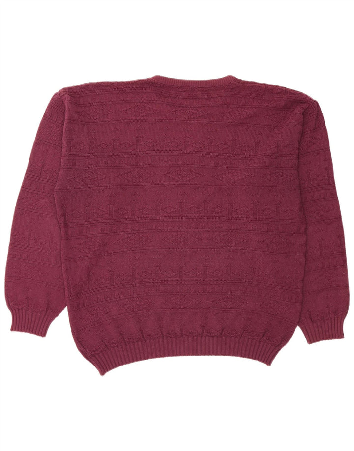 Maglione maglione girocollo da uomo VINTAGE grande bordeaux