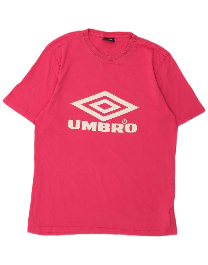 T-shirt grafica da uomo Umbro Top Large in cotone rosa