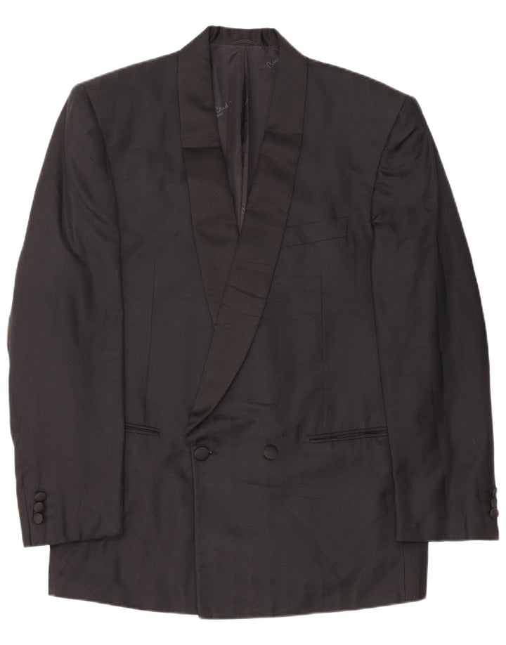 Giacca blazer doppiopetto da uomo Pierre Cardin UK 38 seta media nera