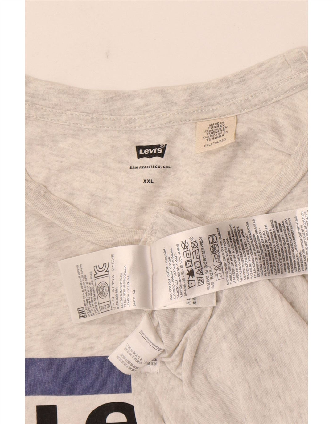 T-shirt grafica da uomo Levi's Top 2XL cotone chiazzato grigio