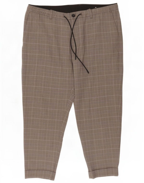Pantaloni corti da uomo Zara XL W34 L24 Poliestere a quadri grigi