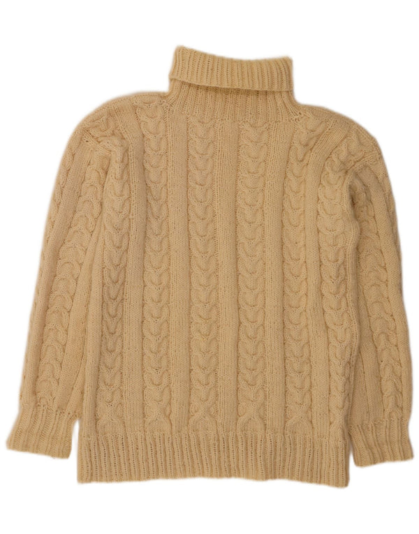 Maglione maglione collo alto da donna VINTAGE UK 14 grande bianco sporco