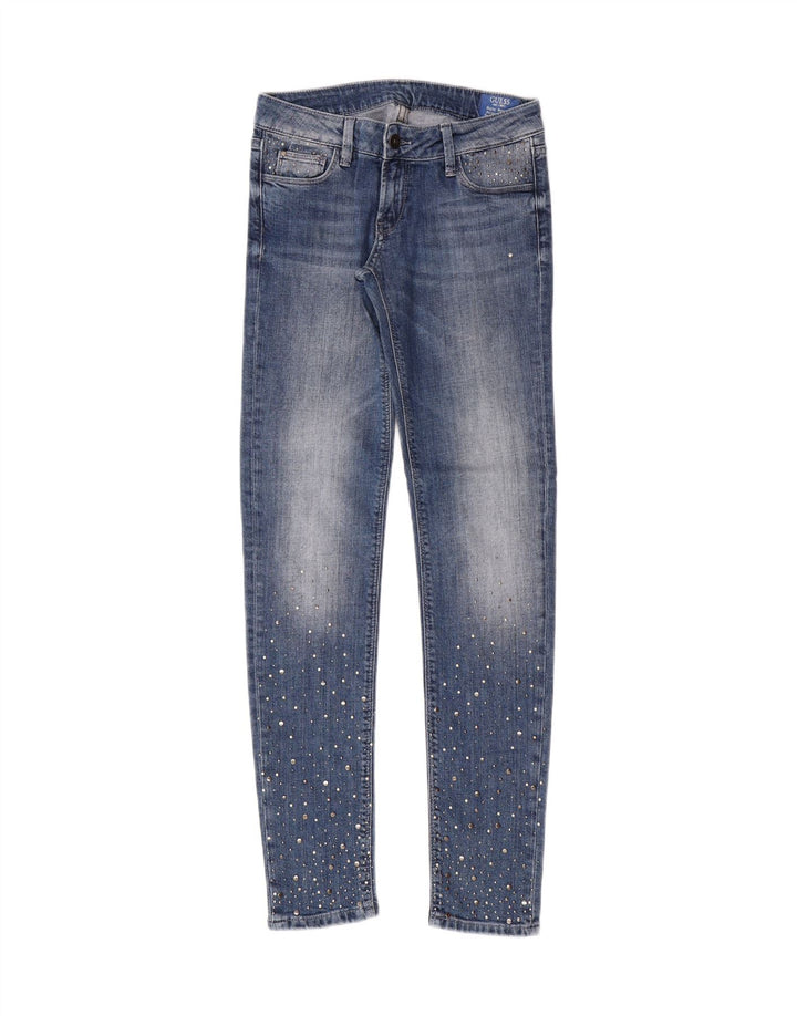GUESS Womens Beverly Skinny Jeans W26 L30 Blue Spotted