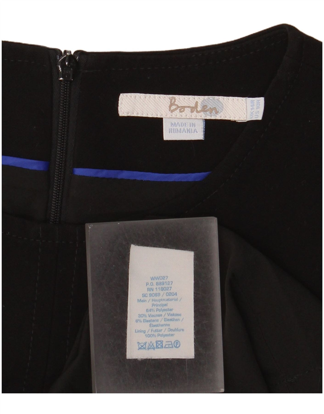 Abito tubino da donna Boden UK 14 grande poliestere nero