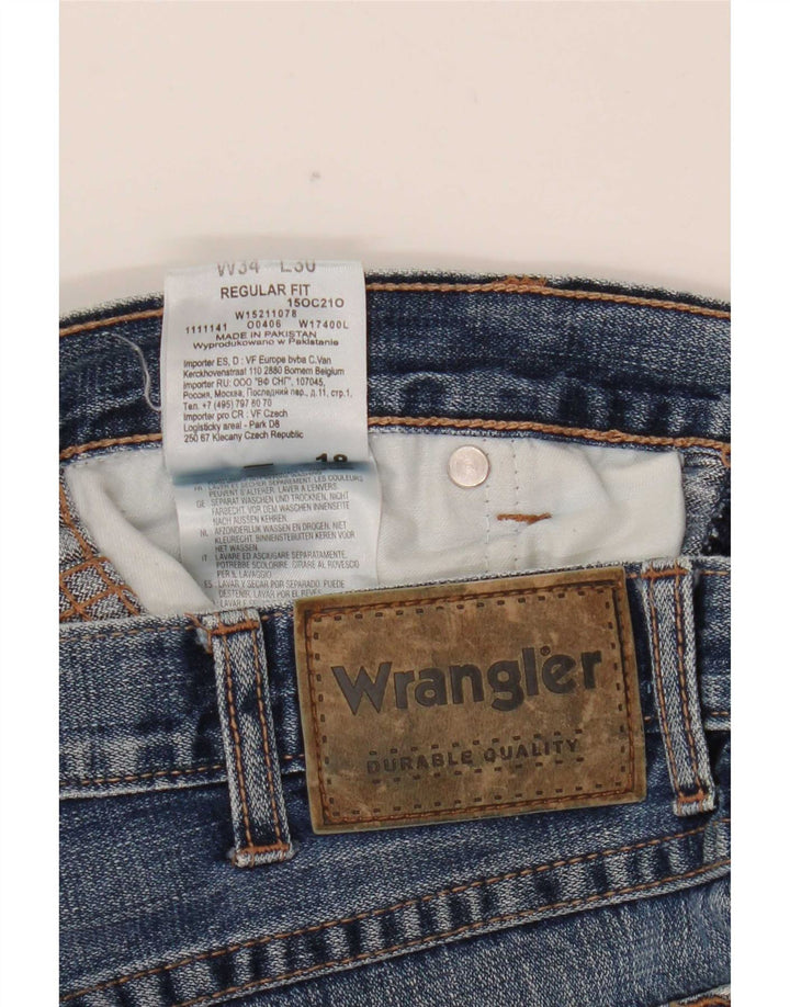 Jeans dritti da uomo Wrangler vestibilità regolare W34 L30 cotone blu