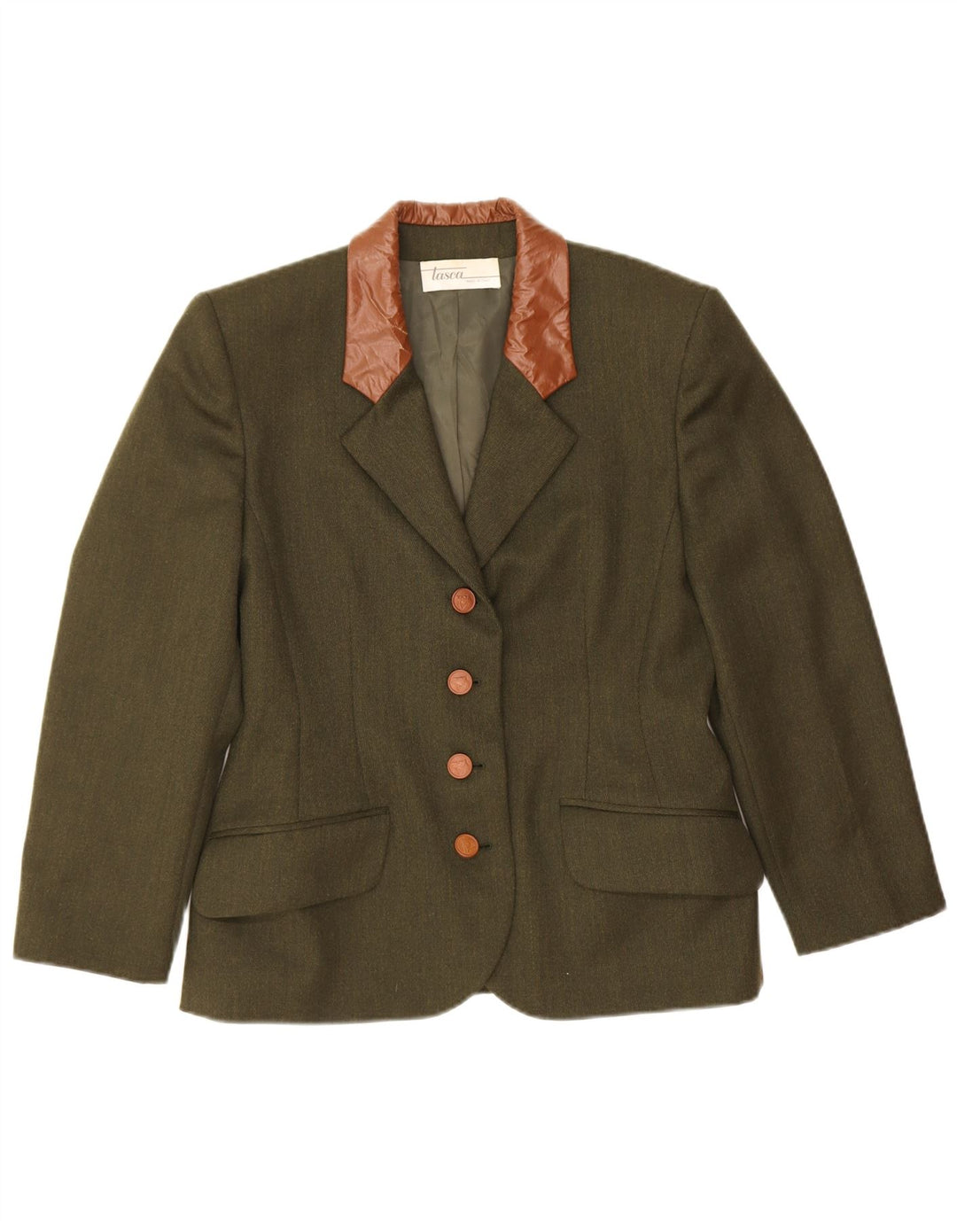 Giacca blazer vintage da donna a 4 bottoni IT 42 Colorblock verde medio