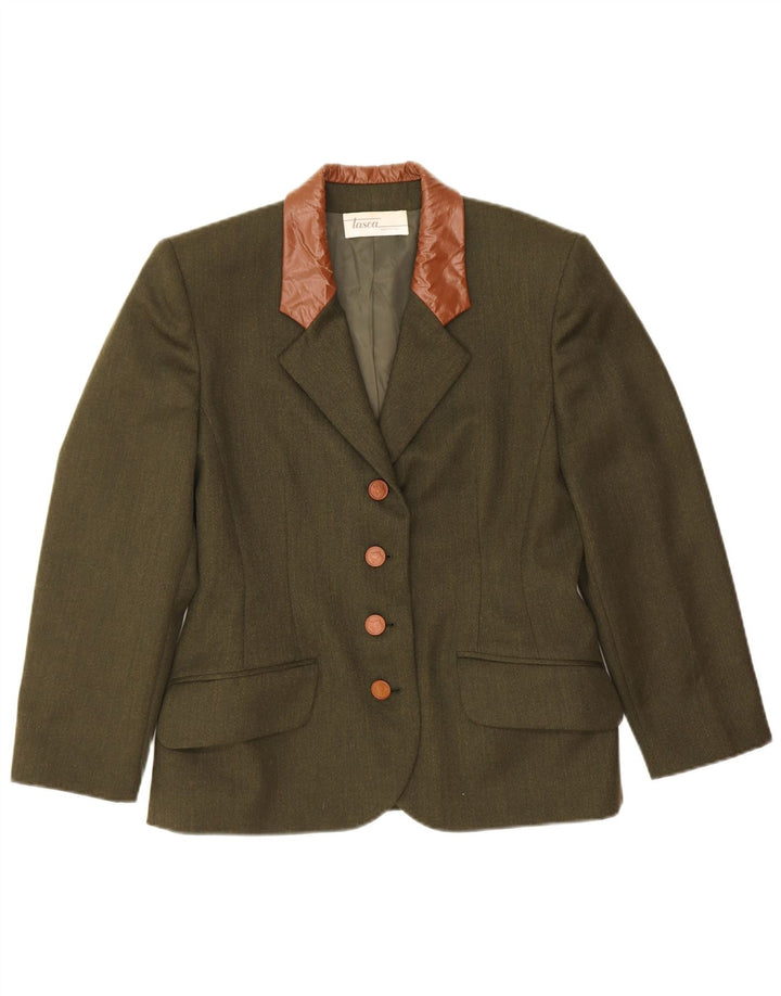 Giacca blazer vintage da donna a 4 bottoni IT 42 Colorblock verde medio