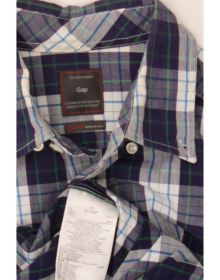 GAP Mens Shirt XS Navy Blue Check Cotton Vintage Gap and Second-Hand Gap from Messina Hembry 
