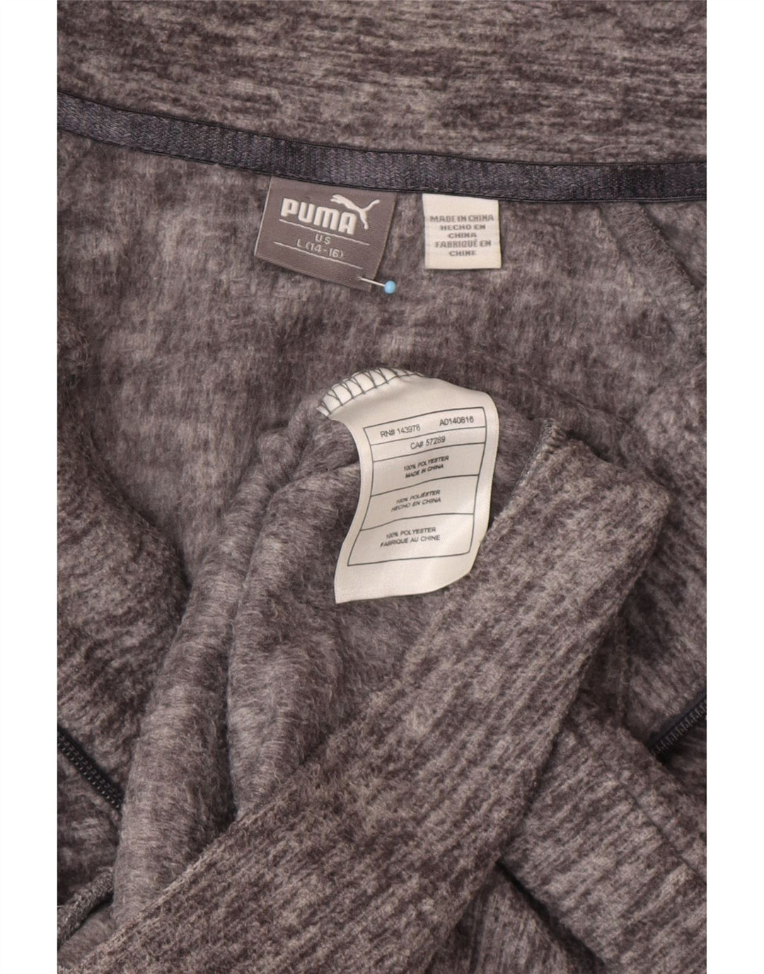 Giacca in pile PUMA da ragazzo 14-15 anni Large in poliestere chiazzato grigio
