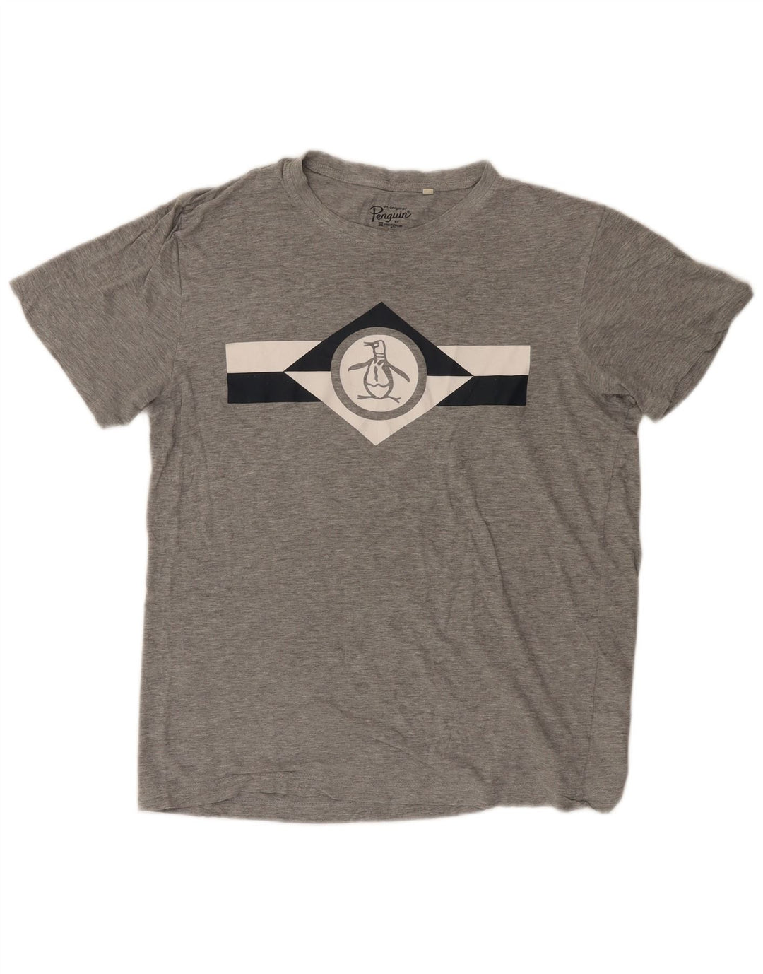T-shirt grafica da uomo Penguin Top grande in cotone grigio