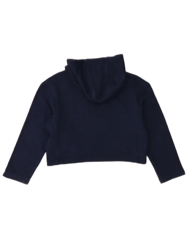 Felpa con cappuccio grafica Adidas per ragazze, 7-8 anni, in cotone blu navy