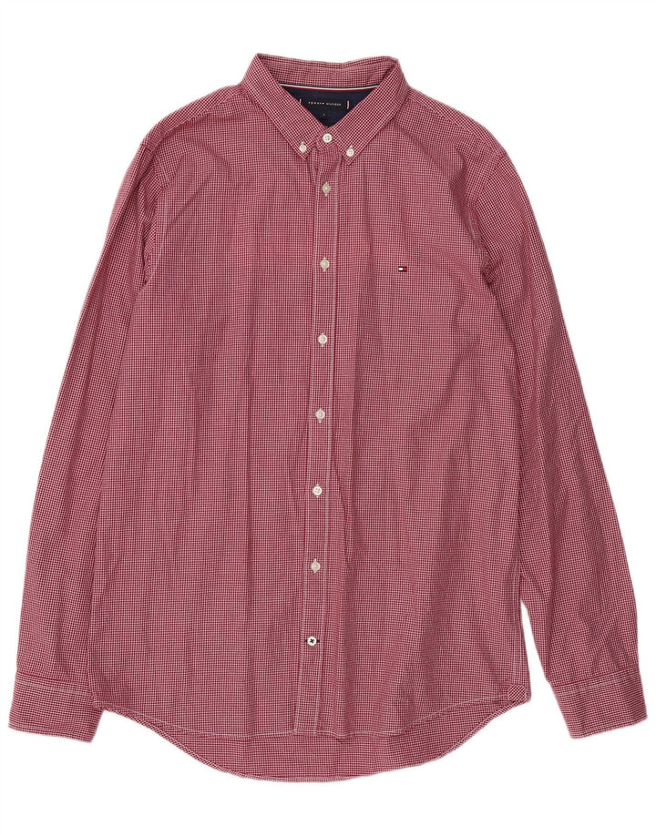 TOMMY HILFIGER Camicia slim fit da uomo in cotone a quadri rossi grandi