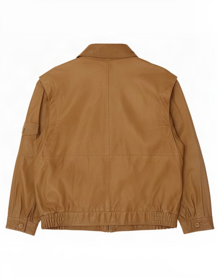Giacca in pelle vintage da uomo IT 54 2XL Marrone