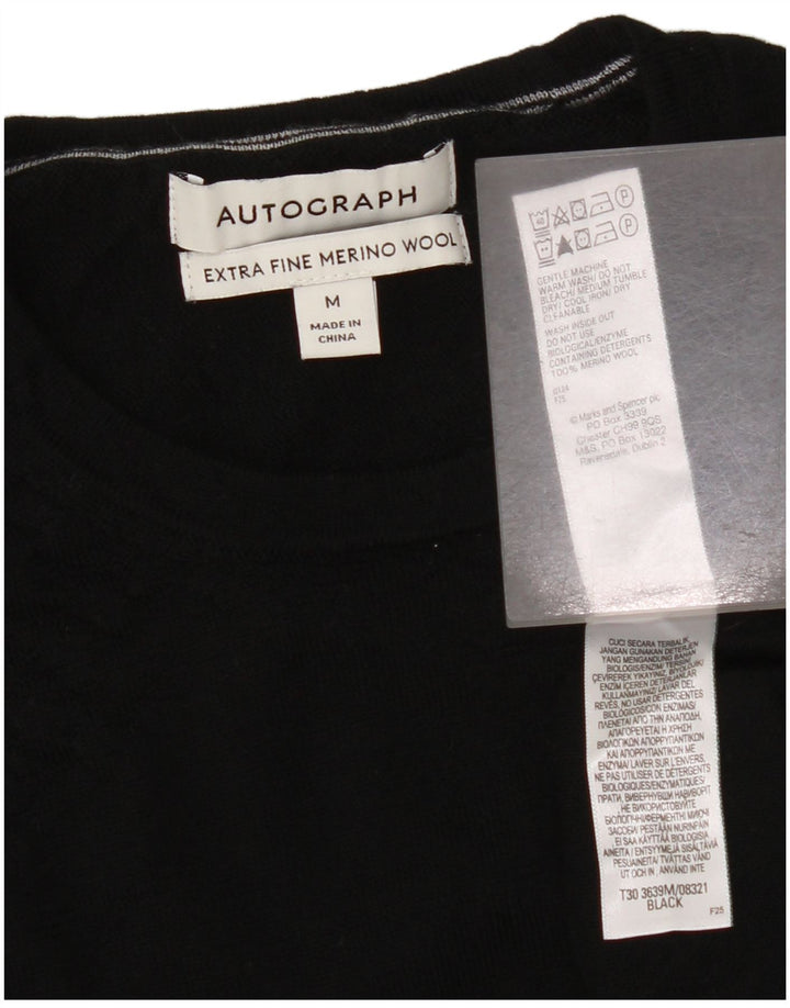 Maglione maglione girocollo autografo da uomo Marks & Spencer nero medio
