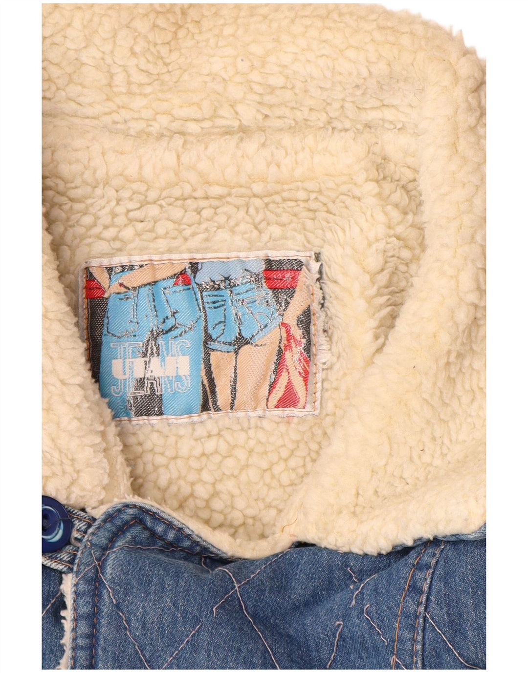 Giacca da uomo in denim sherpa VINTAGE UK 40 grande cotone blu classico