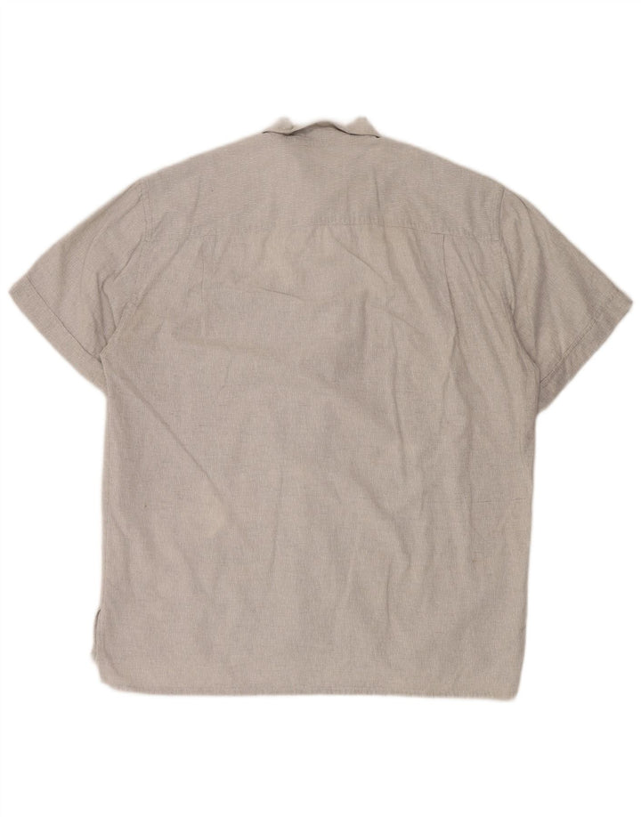 Camicia vintage da uomo a maniche corte grande in cotone grigio