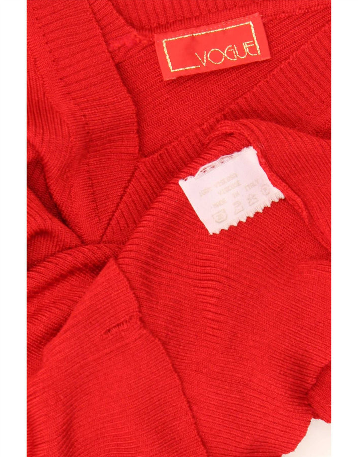Maglione maglione con scollo a V da donna Vogue UK 14 Grande viscosa rossa