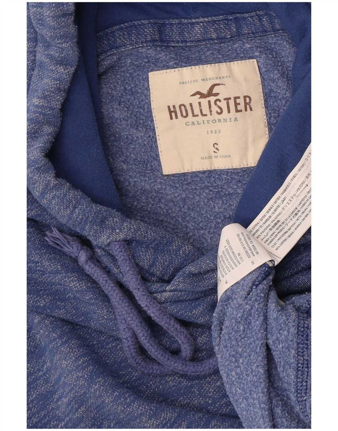 Maglione con cappuccio da uomo HOLLISTER piccolo in cotone chiazzato blu