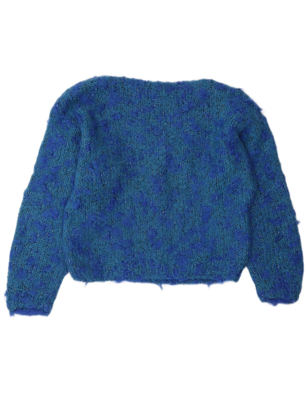 Maglione maglione vintage da donna con scollo a barca corto UK 12 Blu medio