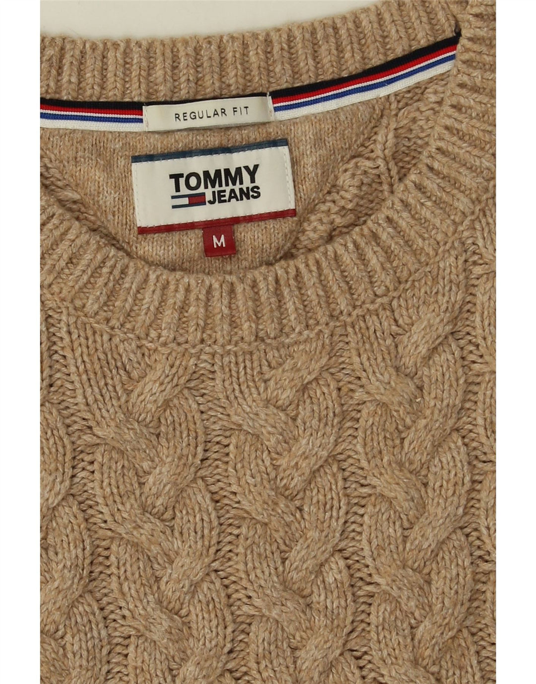 Maglione maglione girocollo da uomo vestibilità regolare Tommy Hilfiger beige medio