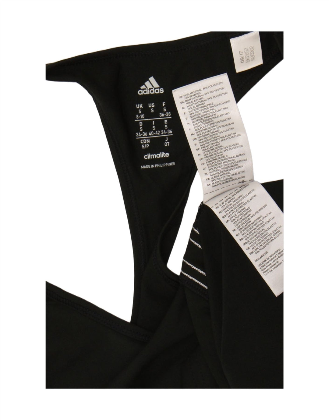 Canotta Adidas Climalite da donna UK 8/10 piccola poliestere nero