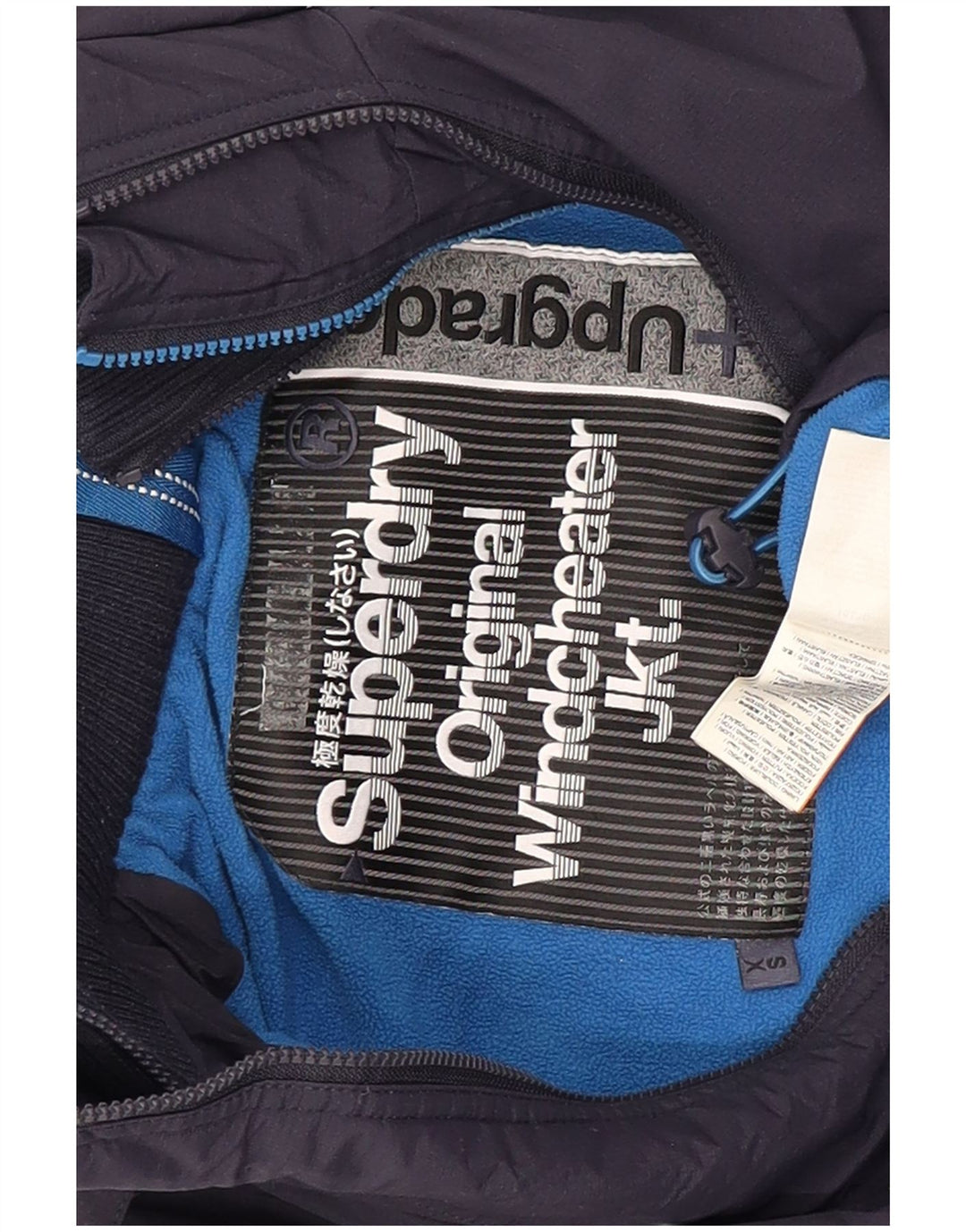 Giacca a vento con cappuccio da uomo Superdry UK 34 XS poliestere blu navy