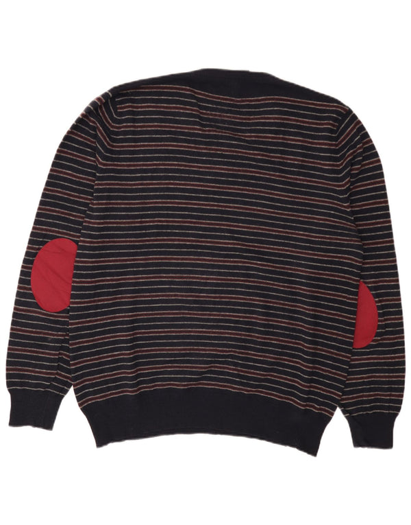 Maglione da uomo con scollo a V Fred Perry, a righe grandi blu navy