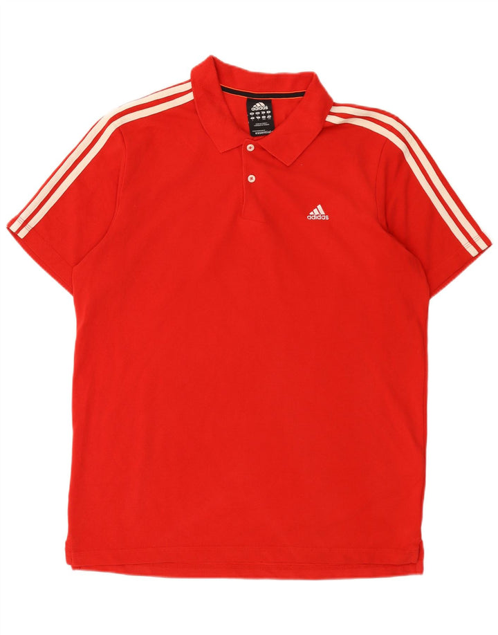 Polo Adidas Climalite da uomo grande in cotone rosso