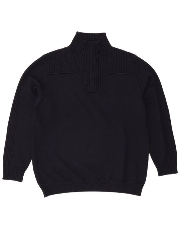 Trussardi Jeans Mens Zip Neck Jumper Sweater 2XL Navy Blue