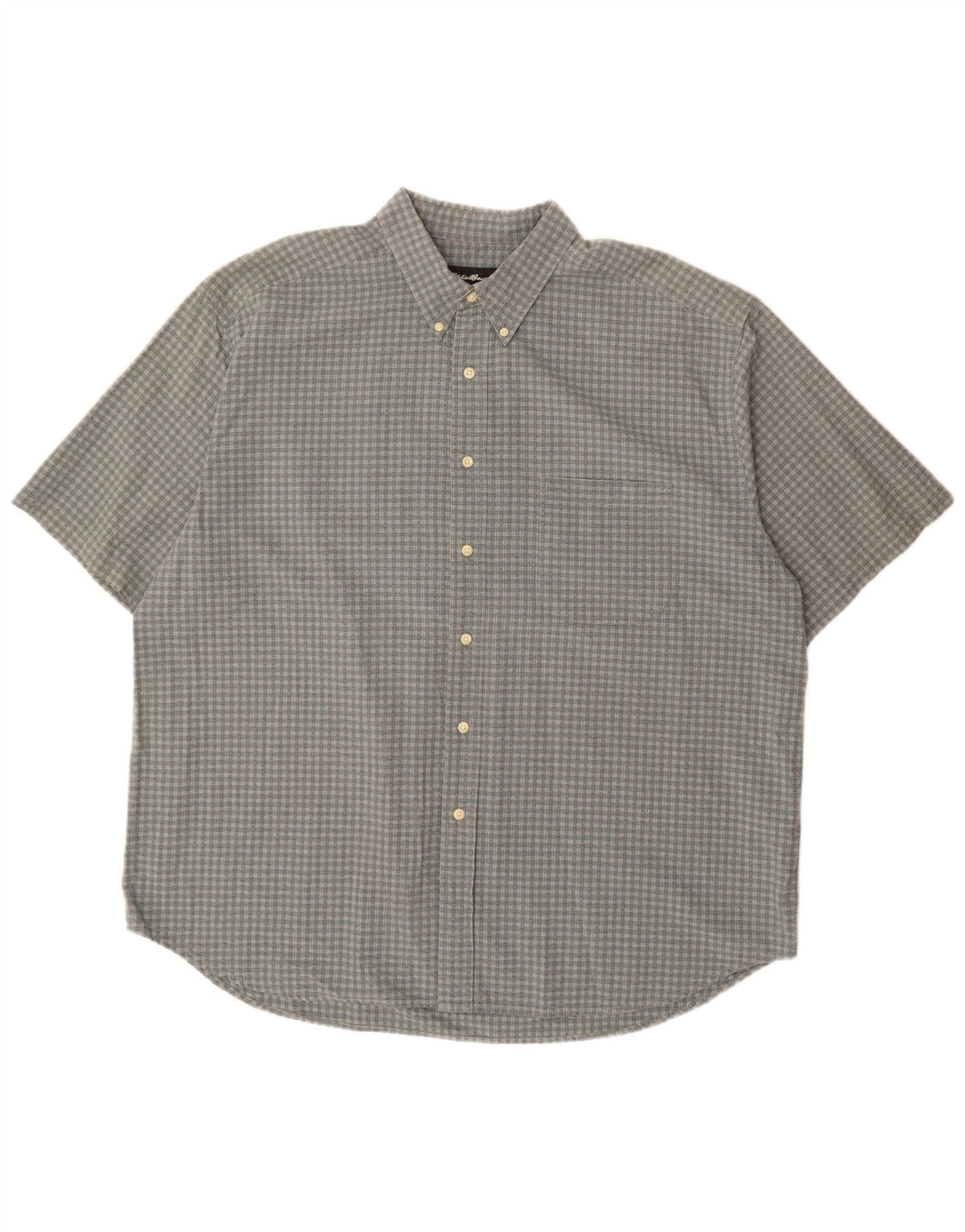 Camicia a maniche corte da uomo Eddie Bauer 2XL in cotone a quadretti grigio