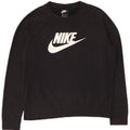 Felpa con grafica Nike da donna, maglione UK 14, cotone nero medio