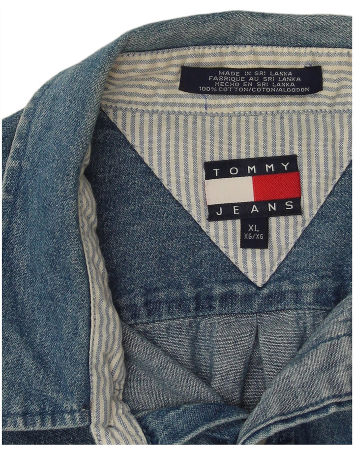 Camicia di jeans da uomo Tommy Hilfiger XL in cotone blu