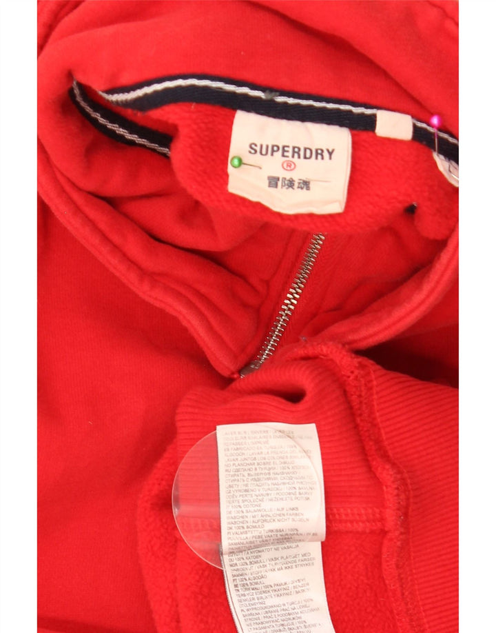 Felpa da uomo con collo con zip Superdry, maglione grande, cotone rosso