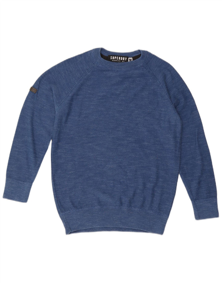 Maglione da uomo girocollo SUPERDRY in cotone screziato blu medio