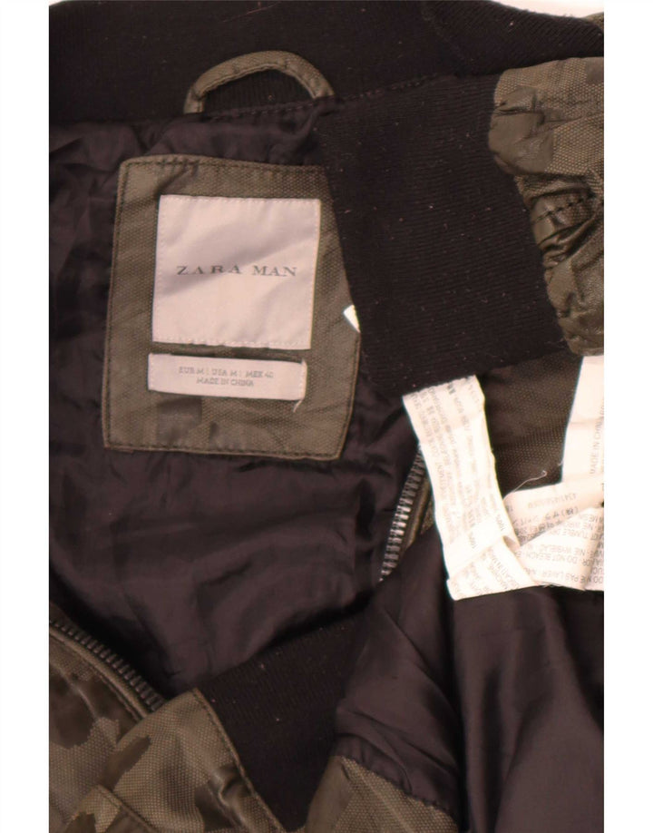 Giubbotto bomber da uomo in ecopelle Zara UK 38 mimetico kaki medio