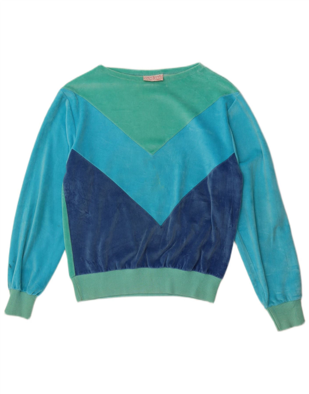Codice Felpa in velluto da donna Maglione UK 12 Cotone color block blu medio